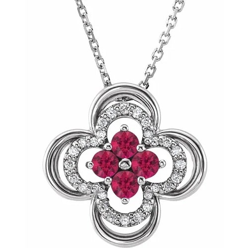 0.64 Ct Natural Ruby Round Cut Petrova  Necklaces in Silver 925