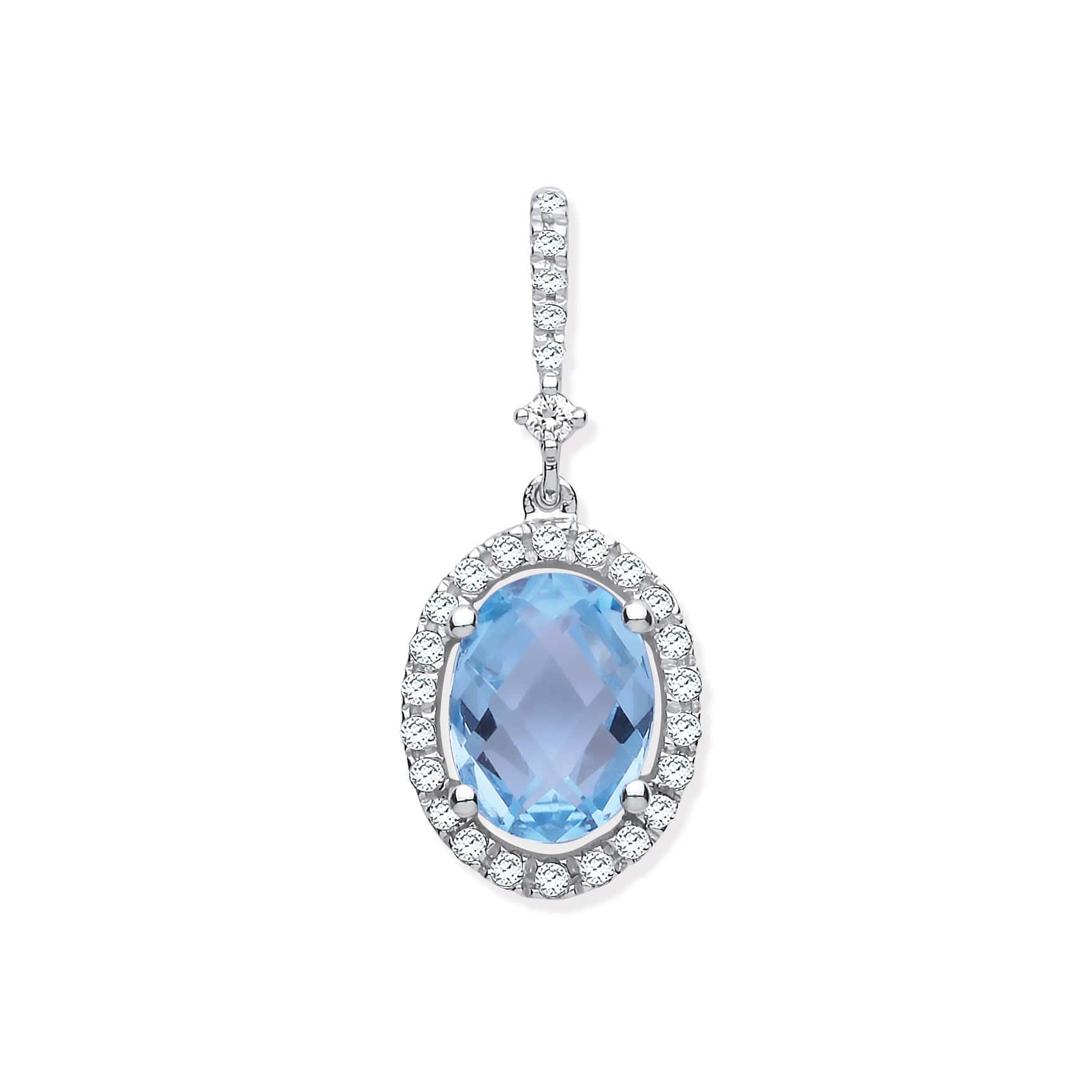 1.77 Carat Blue Topaz Gemstone Pendants Necklaces