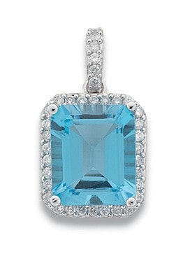 7.88 Ct Blue Topaz Emerald Cut Vanesa  Gemstone Necklaces in 9K White Gold