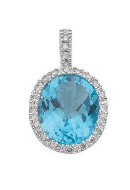 6.06 Carat Blue Topaz Gemstone Pendants Necklaces