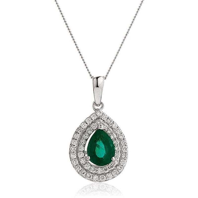 1 Ct Pear Cut Gelsemium  Emerald Necklaces in 18K Rose Gold