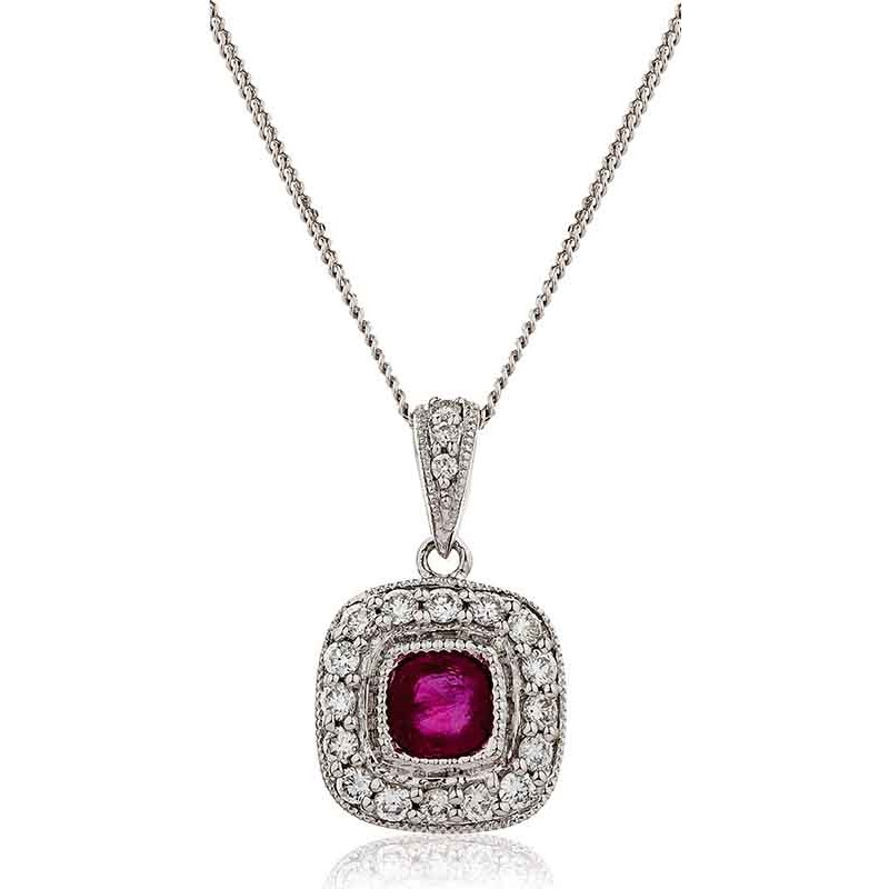 0.65 Ct Natural Ruby Cushion Cut Polymia  Necklaces in 18K Rose Gold