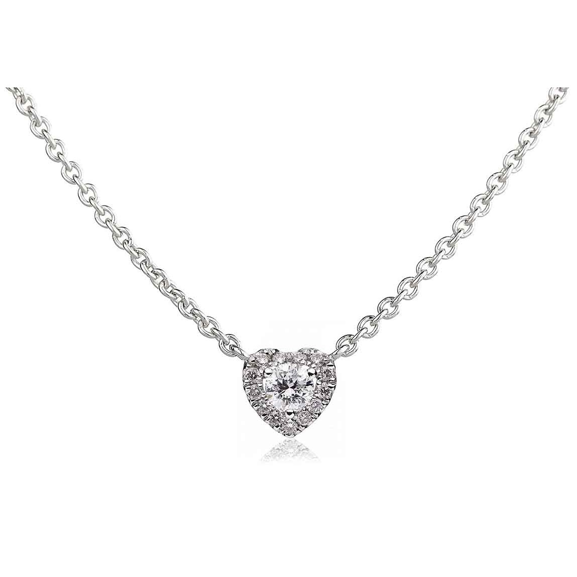 0.3 Ct Natural Diamond Round Cut Phillippa  Heart Necklaces in 18K Rose Gold