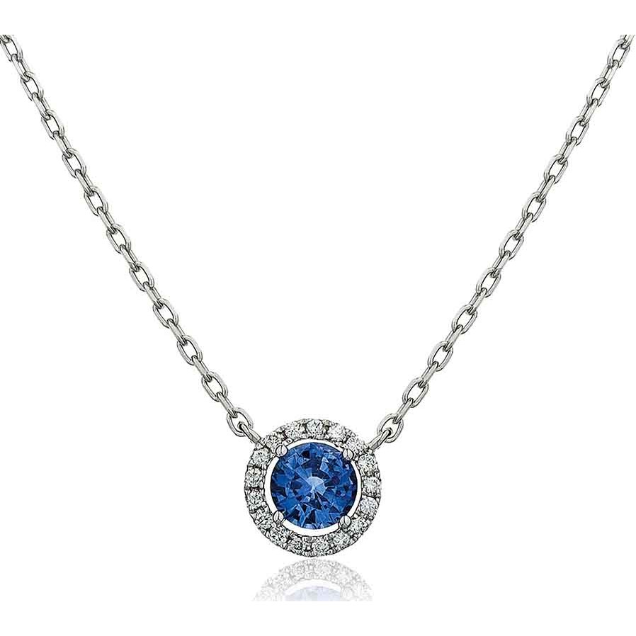 0.75 Ct Blue Sapphire Round Cut Pallavit  Gemstone Necklaces in 18K Rose Gold