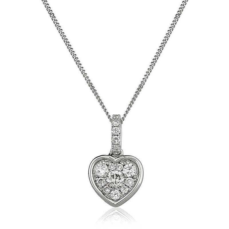 0.25 Ct Natural Diamond Round Cut Palmira  Heart Necklaces in 18K Rose Gold