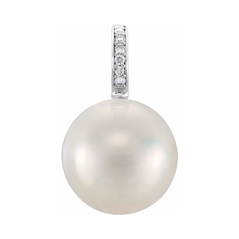 Round Cut Vaida  Pearl Gemstone Necklaces in 9K White Gold