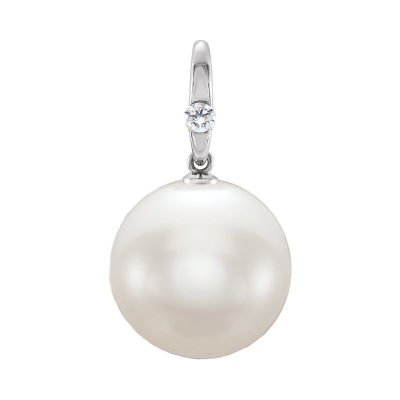 Round Cut Questa  Pearl Necklaces in 9K White Gold