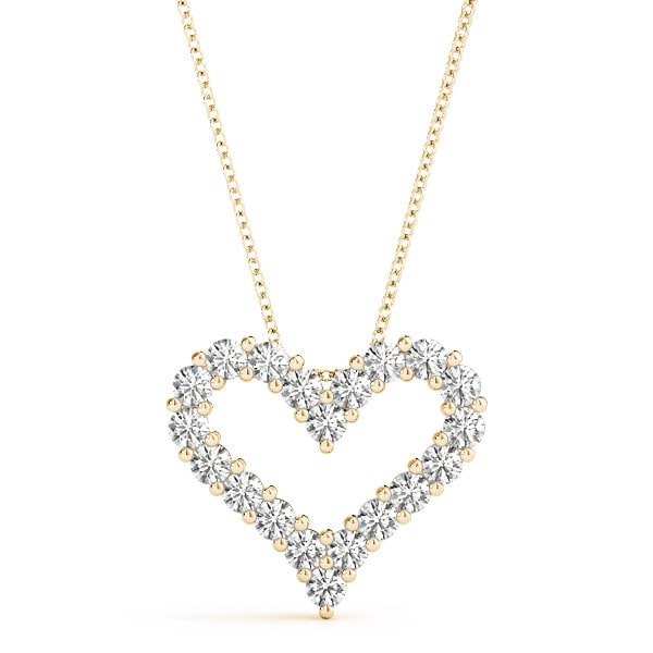 1 Ct Natural Diamond Round Cut Pearline  Heart Necklaces in 9K White Gold