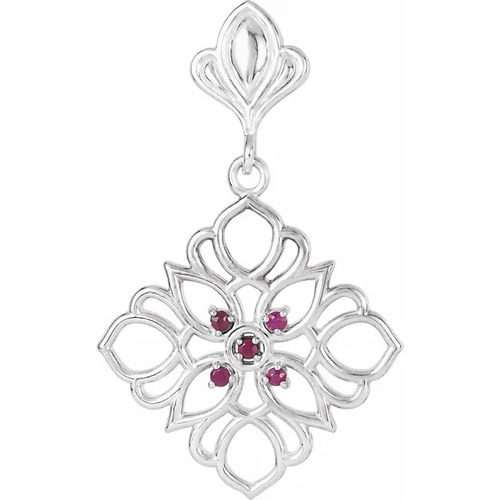 0.1 Ct Natural Ruby Round Cut Patralekha  Necklaces in Silver 925