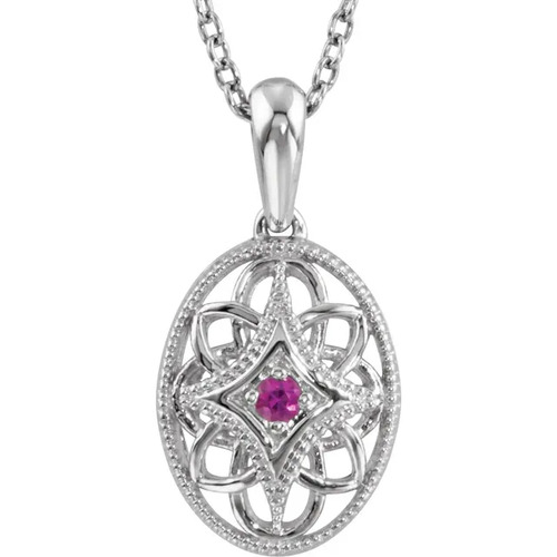 0.05 Ct Natural Ruby Round Cut Pilvi  Necklaces in Silver 925