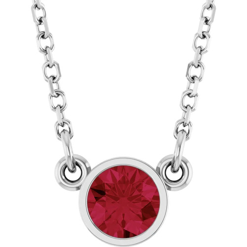 0.34 Ct Natural Ruby Round Cut Poiema  Necklaces in 9K Yellow Gold