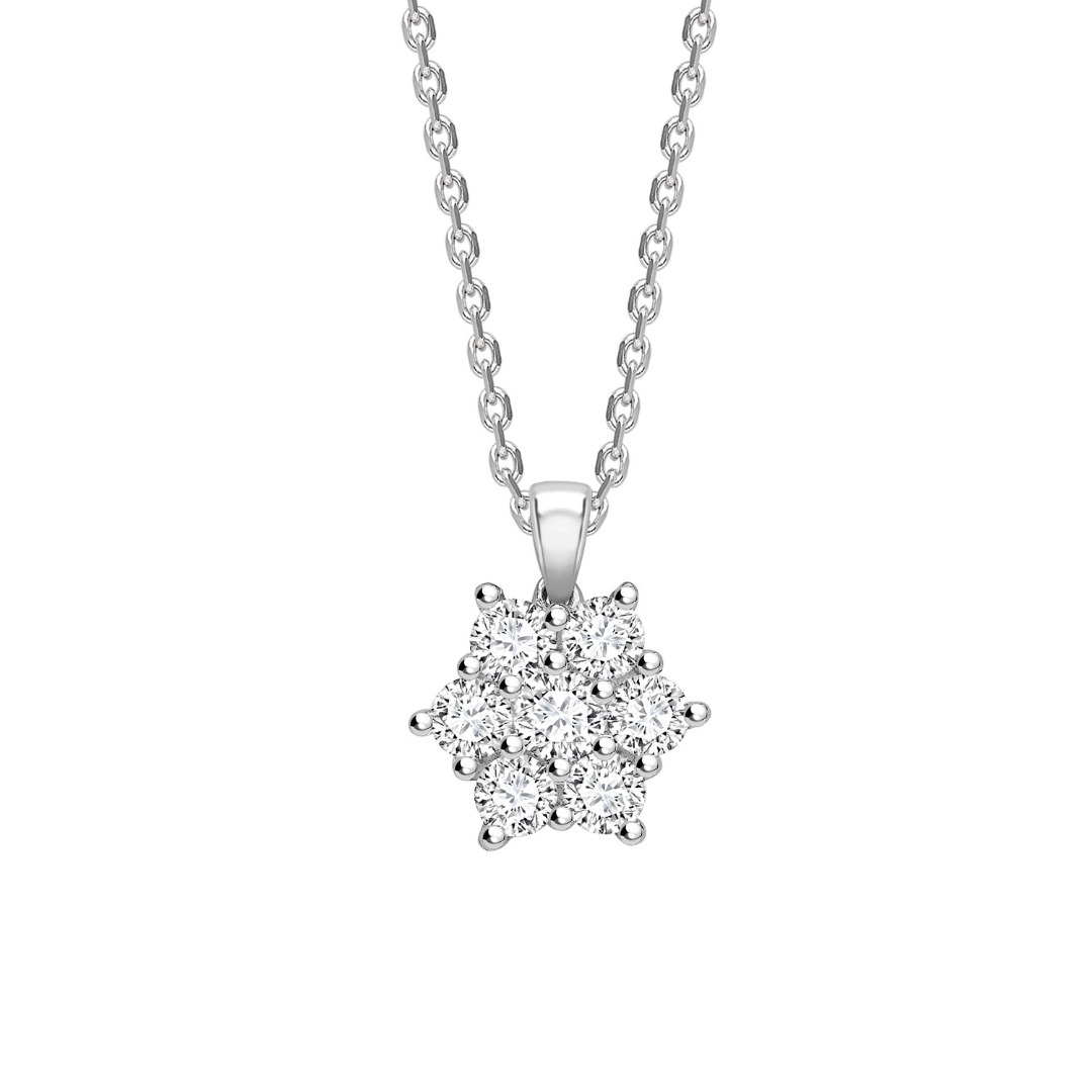 1.00 - 2.80 Carat Natural Diamond  Cluster Pendants Necklaces