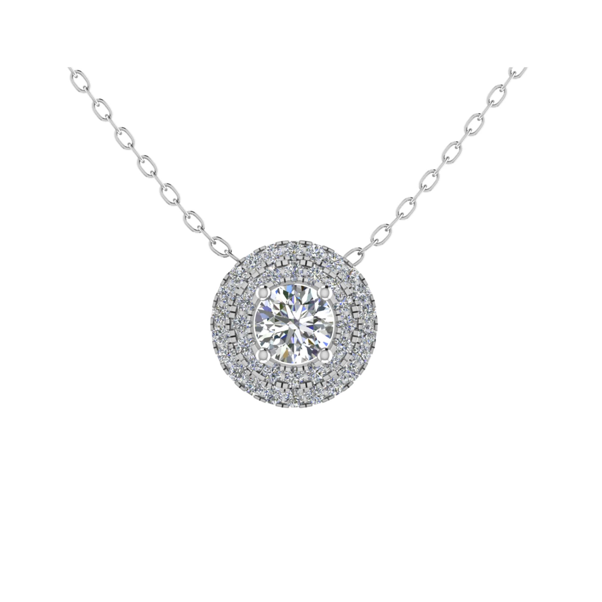 0.16 - 1.25 Carat Natural Diamond  Halo Pendant Necklaces