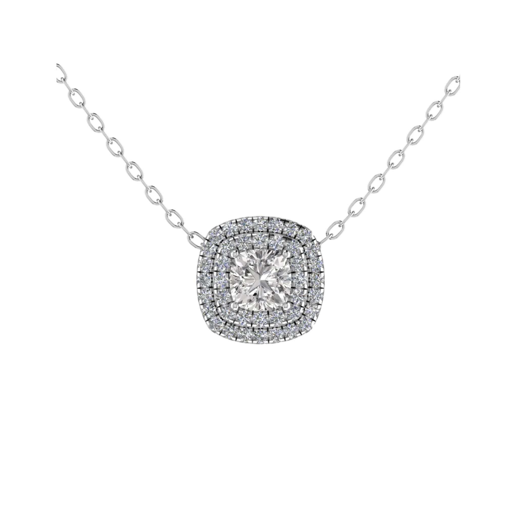 0.35 - 1.50 Carat Natural Diamond  Halo Pendant Necklaces