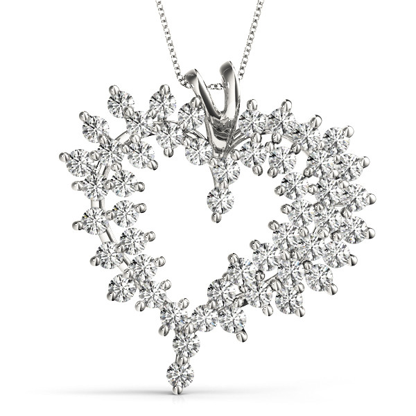 0.1 Ct Natural Diamond Round Cut Rosalia  Heart Necklaces in Silver 925