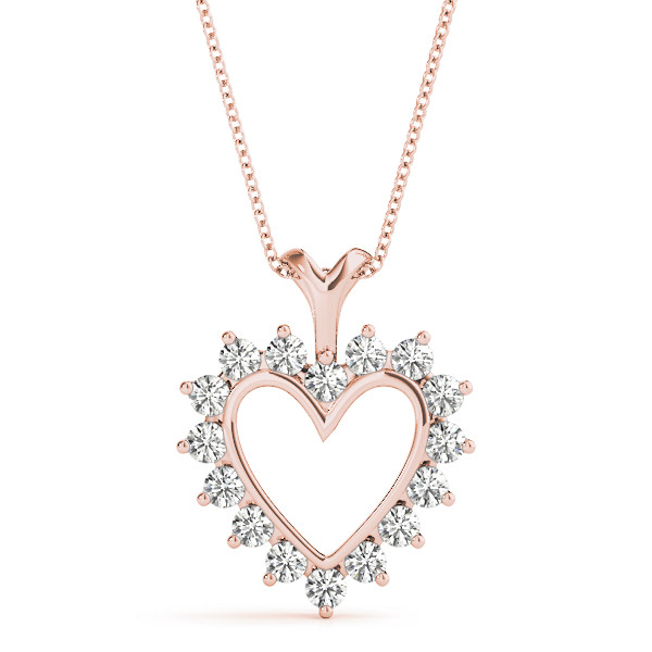 0.1 Ct Natural Diamond Round Cut Heart Necklaces in Silver 925