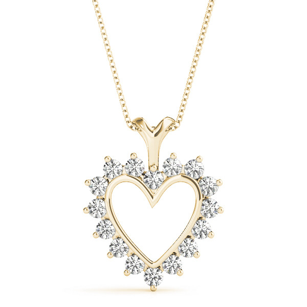 0.1 Ct Natural Diamond Round Cut Heart Necklaces in Silver 925