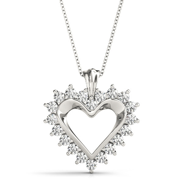 0.25 Ct Lab-Created Diamond Round Cut Jessica Heart Necklaces in Silver 925