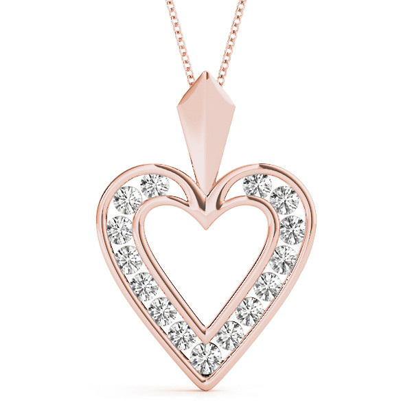 0.1 Ct Natural Diamond Round Cut Lily Heart Necklaces in Silver 925