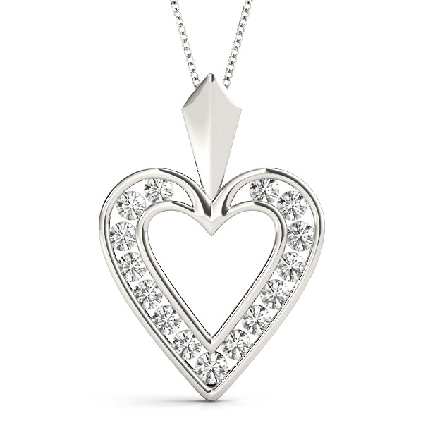 0.25 Ct Natural Diamond Round Cut Lily Heart Necklaces in Silver 925