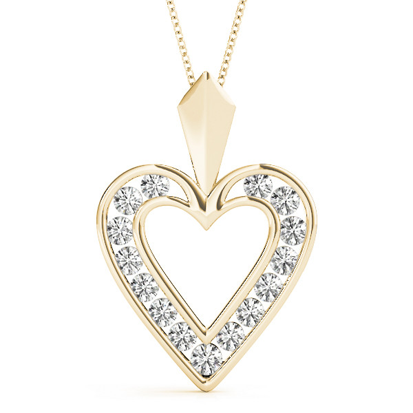 0.1 Ct Natural Diamond Round Cut Lily Heart Necklaces in Silver 925