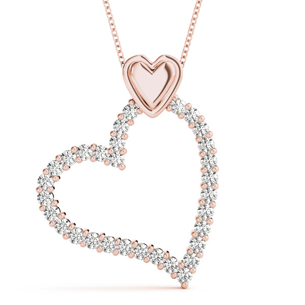 0.1 Ct Natural Diamond Round Cut Heart Necklaces in Silver 925