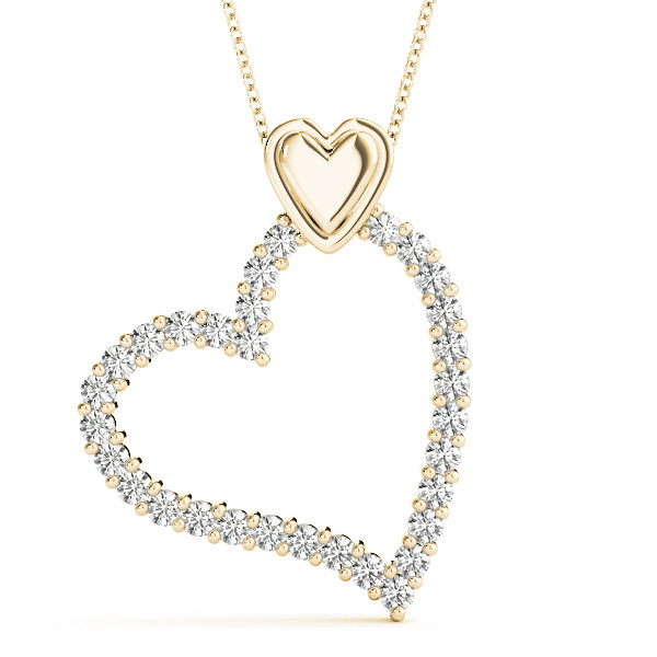 0.1 Ct Natural Diamond Round Cut Heart Necklaces in Silver 925