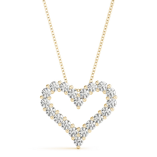 0.1 Ct Natural Diamond Round Cut Heart Necklaces in Silver 925