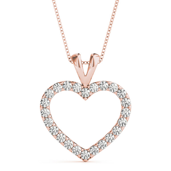 0.1 Ct Natural Diamond Round Cut  Heart Necklaces in Silver 925