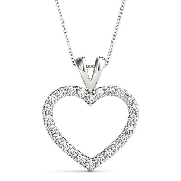 0.1 Ct Natural Diamond Round Cut  Heart Necklaces in Silver 925