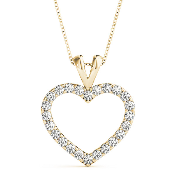 0.1 Ct Natural Diamond Round Cut  Heart Necklaces in Silver 925