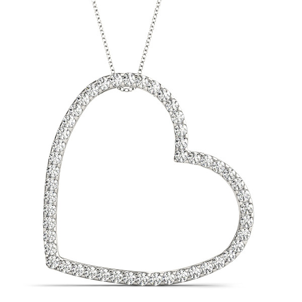 0.1 Ct Natural Diamond Round Cut  Heart Necklaces in Silver 925