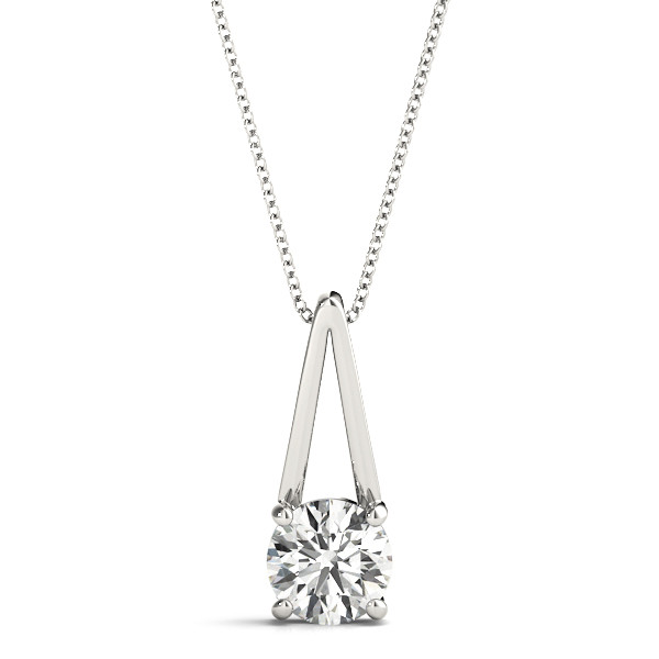 0.1 Ct Natural Diamond Round Cut Richardine  Solitaire Pendant Necklaces in Silver 925