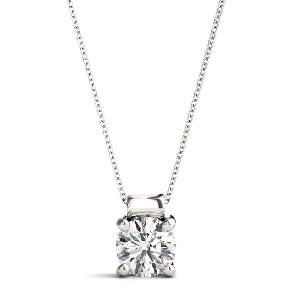 0.1 Ct Natural Round Cut Richela  Diamond Solitaire Necklaces in 14K White Gold