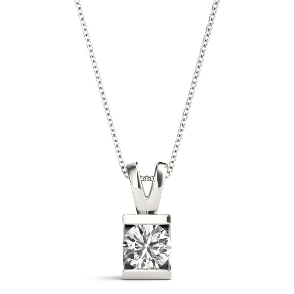 0.1 Ct Natural Round Cut Diamond Solitaire Necklaces in Silver 925