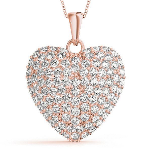 0.1 Ct Natural Diamond Round Cut Heart Necklaces in Silver 925