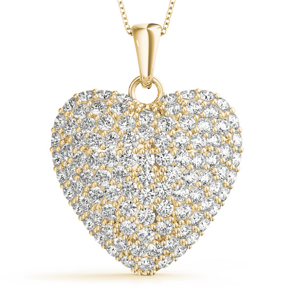 0.1 Ct Natural Diamond Round Cut Heart Necklaces in Silver 925