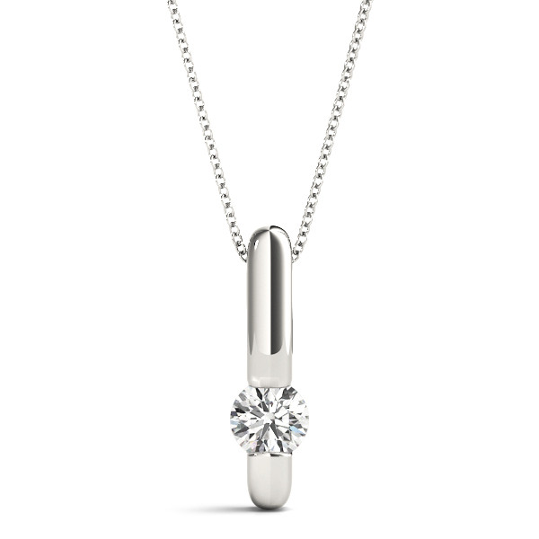 0.1 Ct Natural Diamond Round Cut Ricula  Solitaire Pendant Necklaces in Silver 925