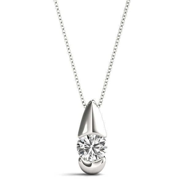 0.1 Ct Natural Diamond Round Cut Rikilde  Solitaire Pendant Necklaces in Silver 925