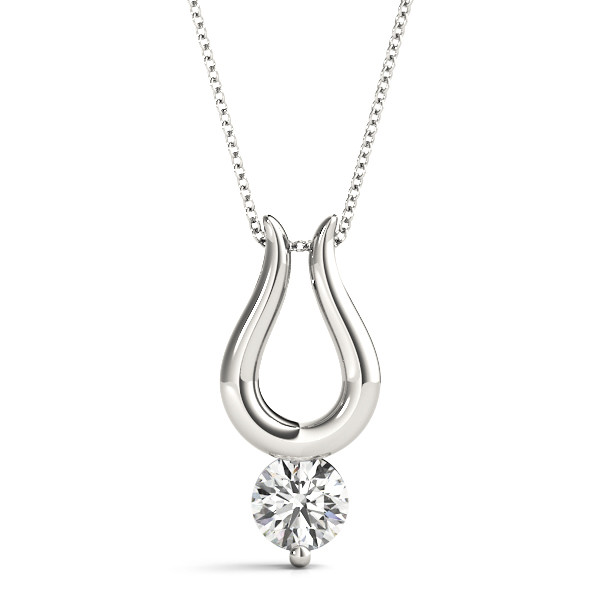 0.1 Ct Natural Diamond Round Cut Rili  Solitaire Pendant Necklaces in Silver 925