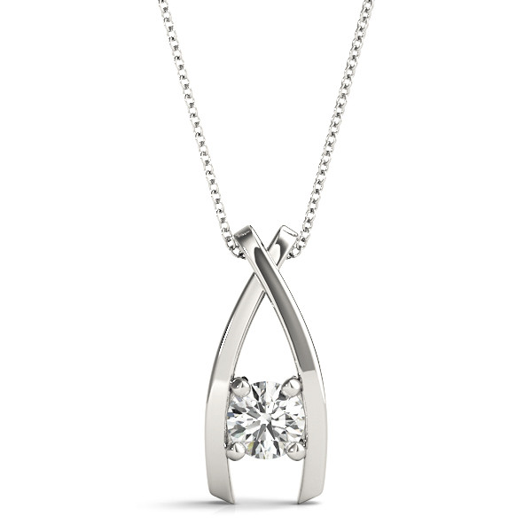 0.1 Ct Natural Diamond Round Cut Riliegh  Solitaire Pendant Necklaces in Silver 925