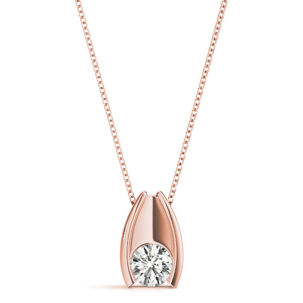 0.1 Ct Natural Diamond Round Cut Rionne  Solitaire Pendant Necklaces in Silver 925