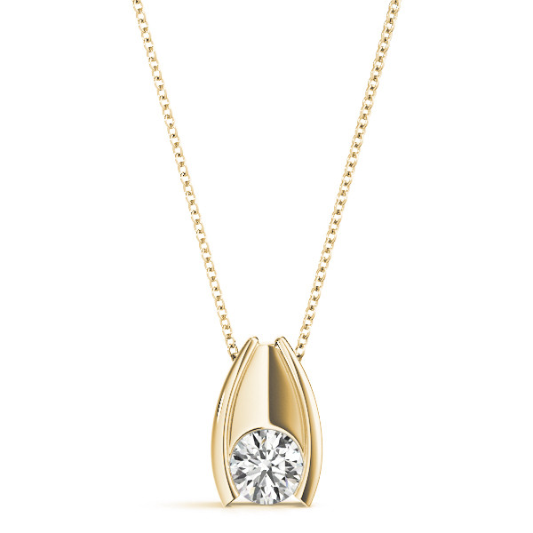 0.1 Ct Natural Diamond Round Cut Rionne  Solitaire Pendant Necklaces in Silver 925