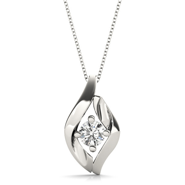 0.1 Ct Natural Diamond Round Cut Risica  Solitaire Pendant Necklaces in Silver 925