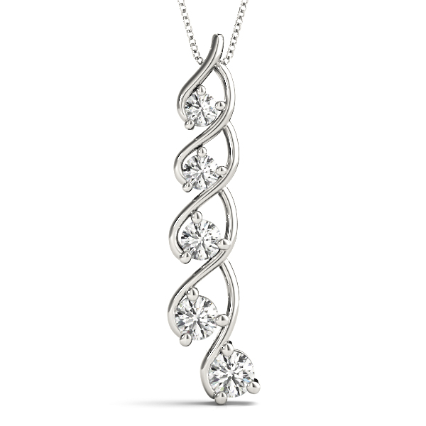 0.13 Ct Lab-Created Diamond Round Cut Dempsey  Journey Pendants Necklaces in Silver 925