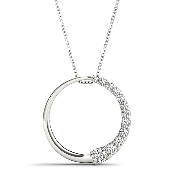 0.13 Ct Lab-Created Diamond Round Cut Dylan Journey Pendants Necklaces in Silver 925