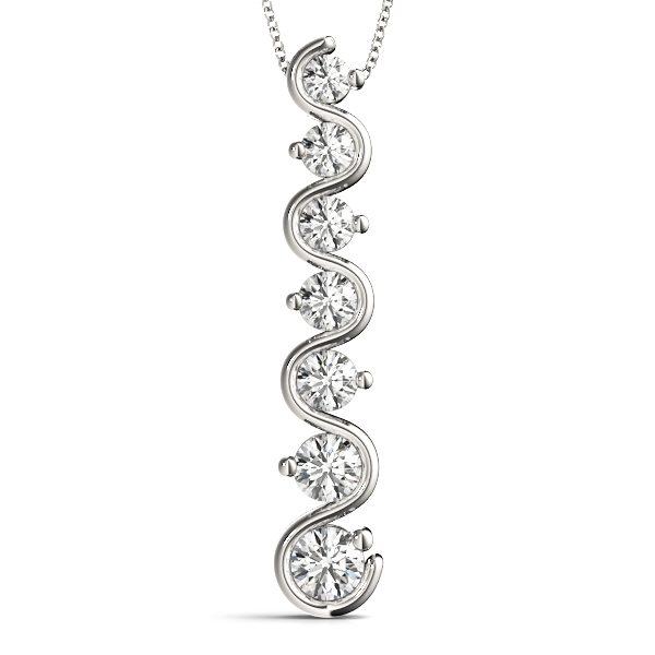 0.25 Ct Lab-Created Diamond Round Cut Waldo  Journey Pendants Necklaces in Silver 925