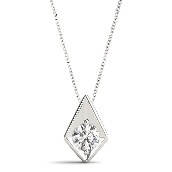 0.1 Ct Natural Diamond Round Cut Robee  Solitaire Pendant Necklaces in Silver 925