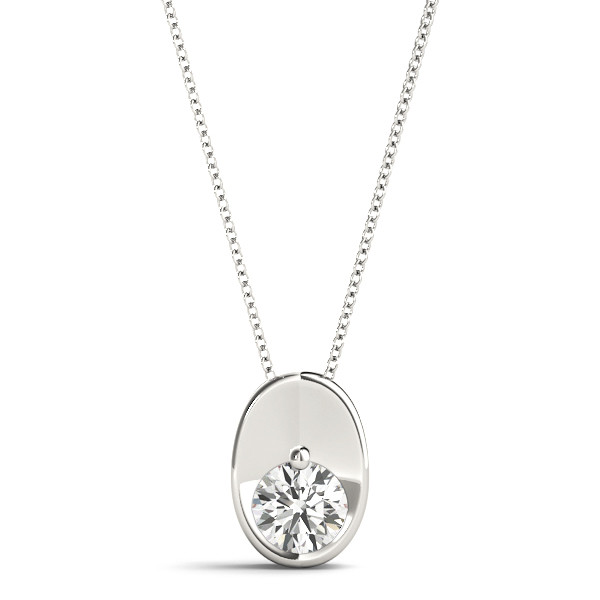 0.1 Ct Natural Diamond Round Cut Robene  Solitaire Pendant Necklaces in Silver 925