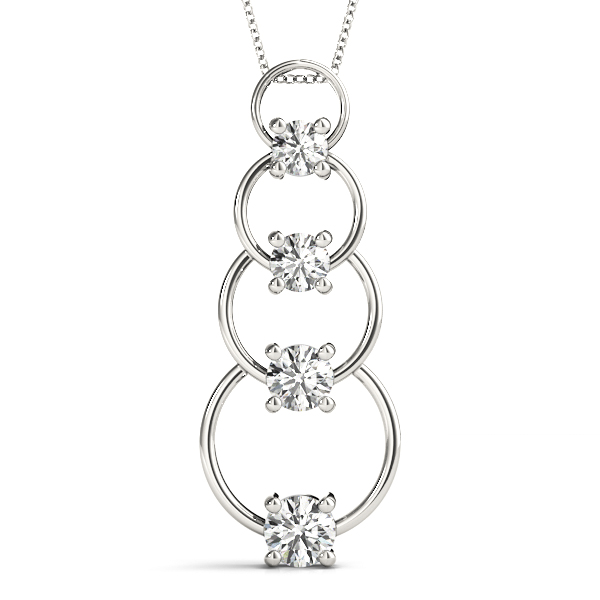 0.25 Ct Lab-Created Diamond Round Cut Ellis  Journey Pendants Necklaces in Silver 925